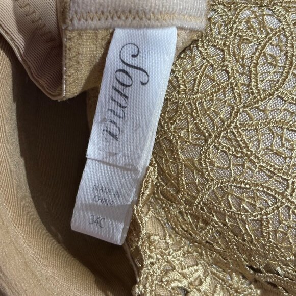 Gold Lace Push-Up Bra With Crystal Accent 34C Soma - Picture 4 of 5